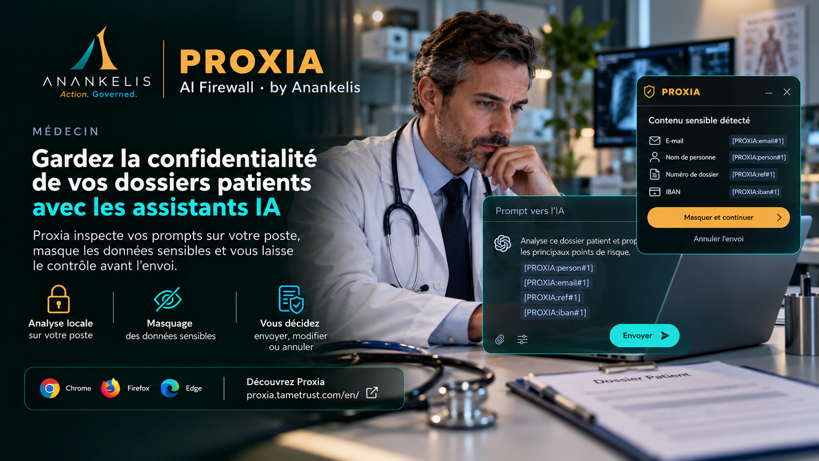 Review a patient-file excerpt before sending